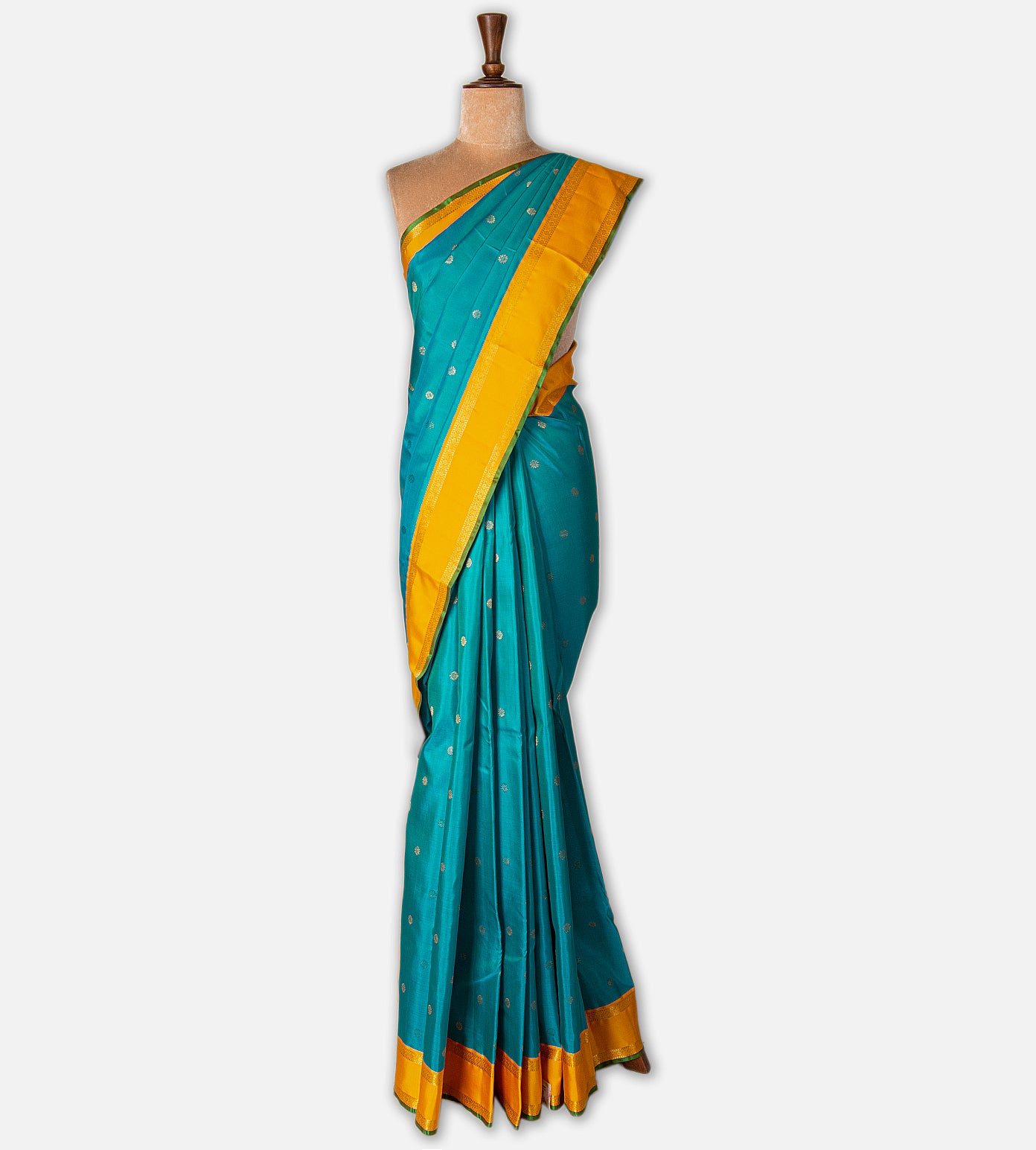 Peacock Blue Kanchipuram Silk Saree