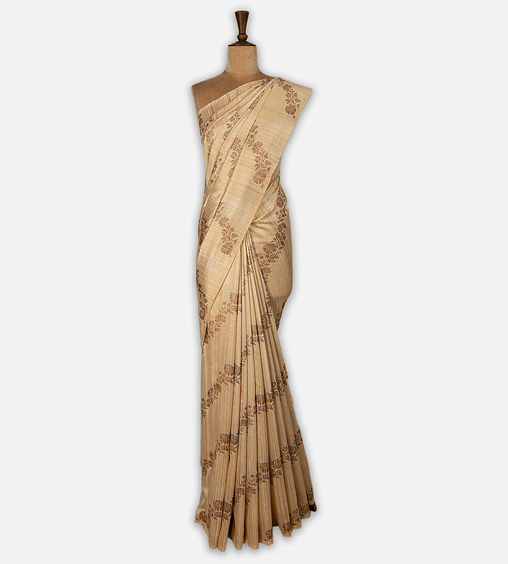 Beige Banarasi Tussar Saree