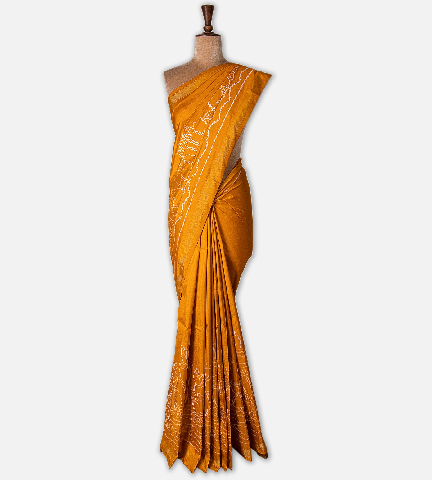 Yellow Ikkat Silk Saree
