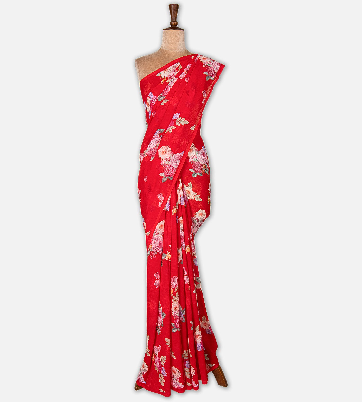 Red Chiffon Saree