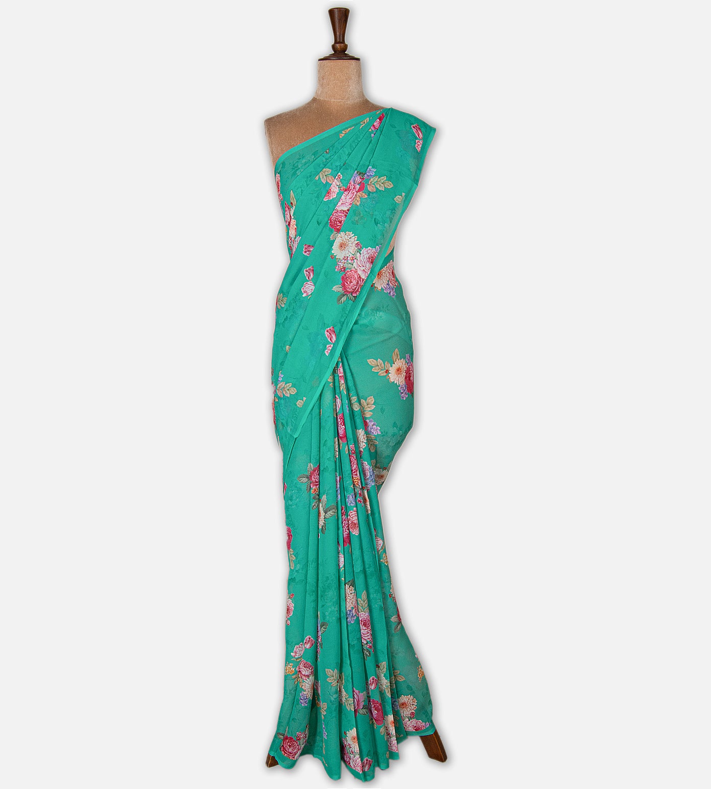 Deep Teal Chiffon Saree
