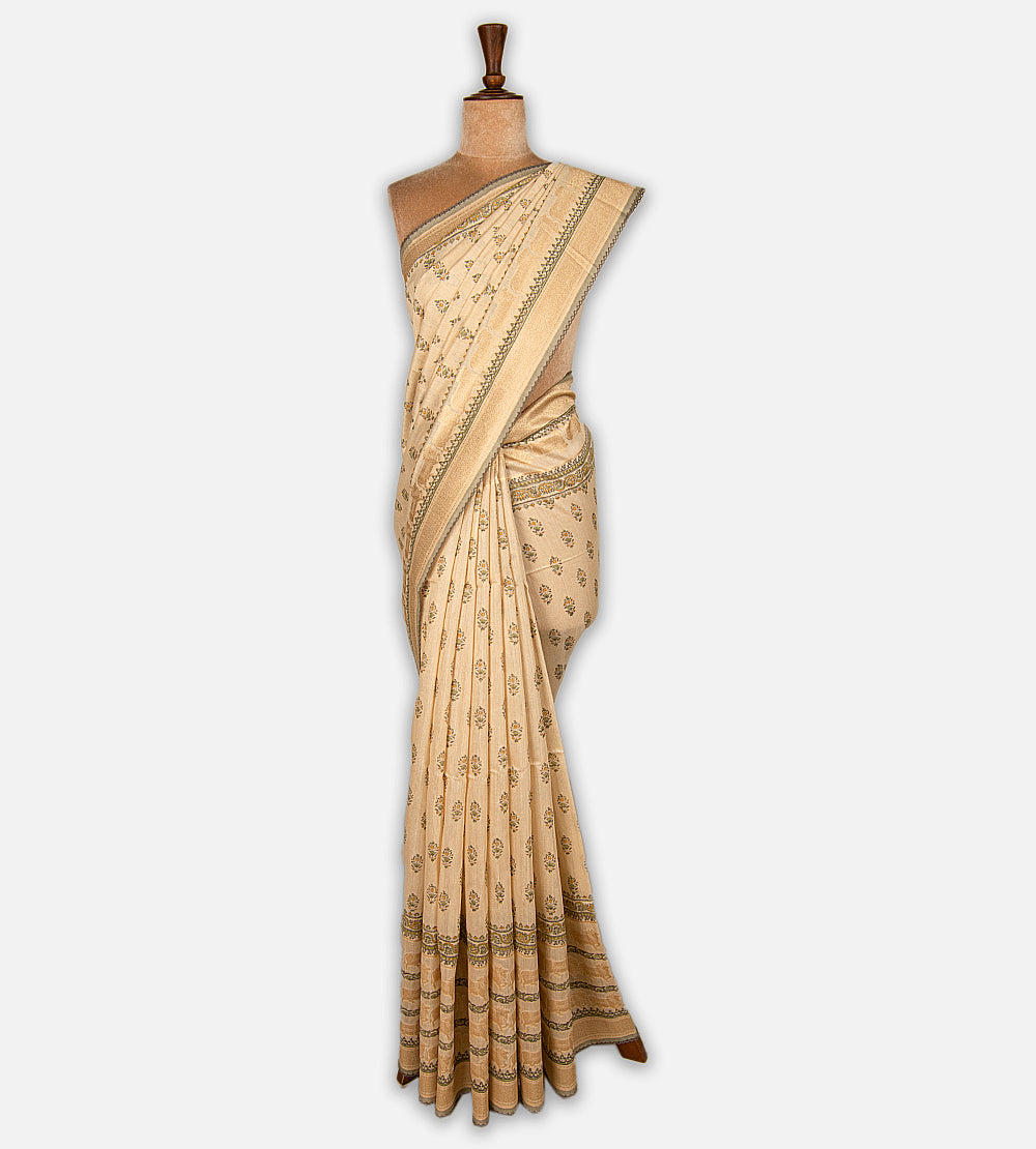 Beige Moonga Tussar Saree