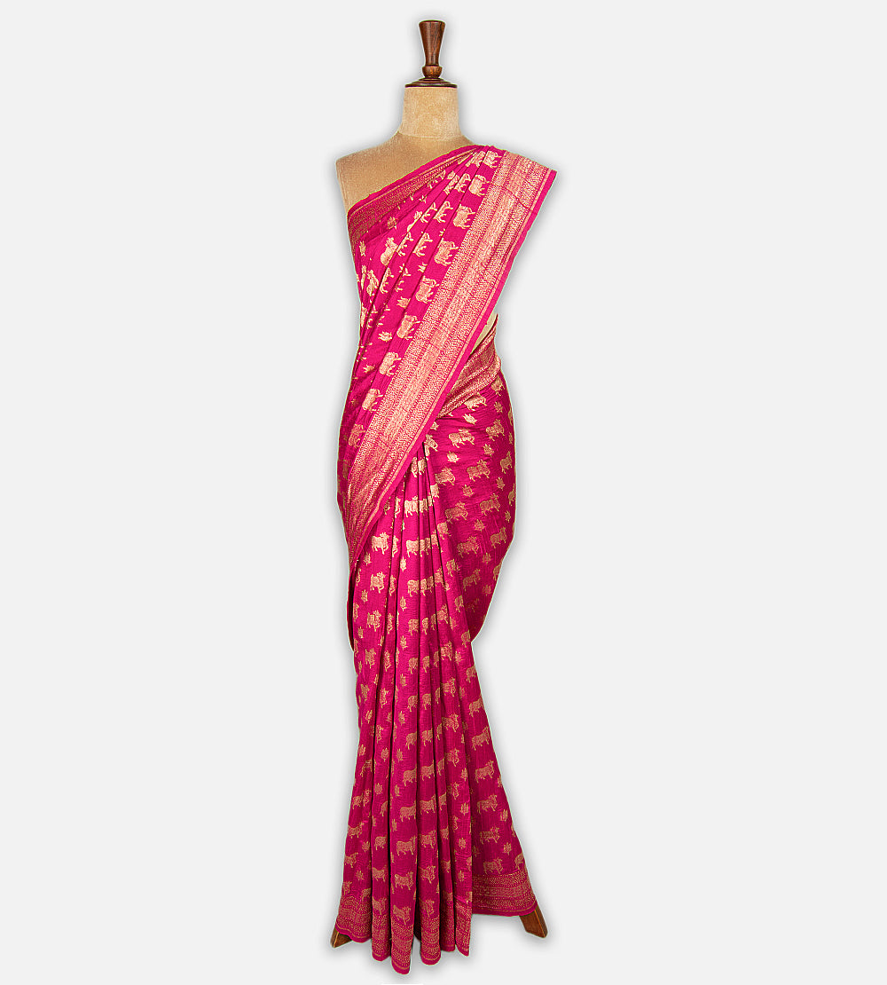 Pink Banarasi Tussar Saree