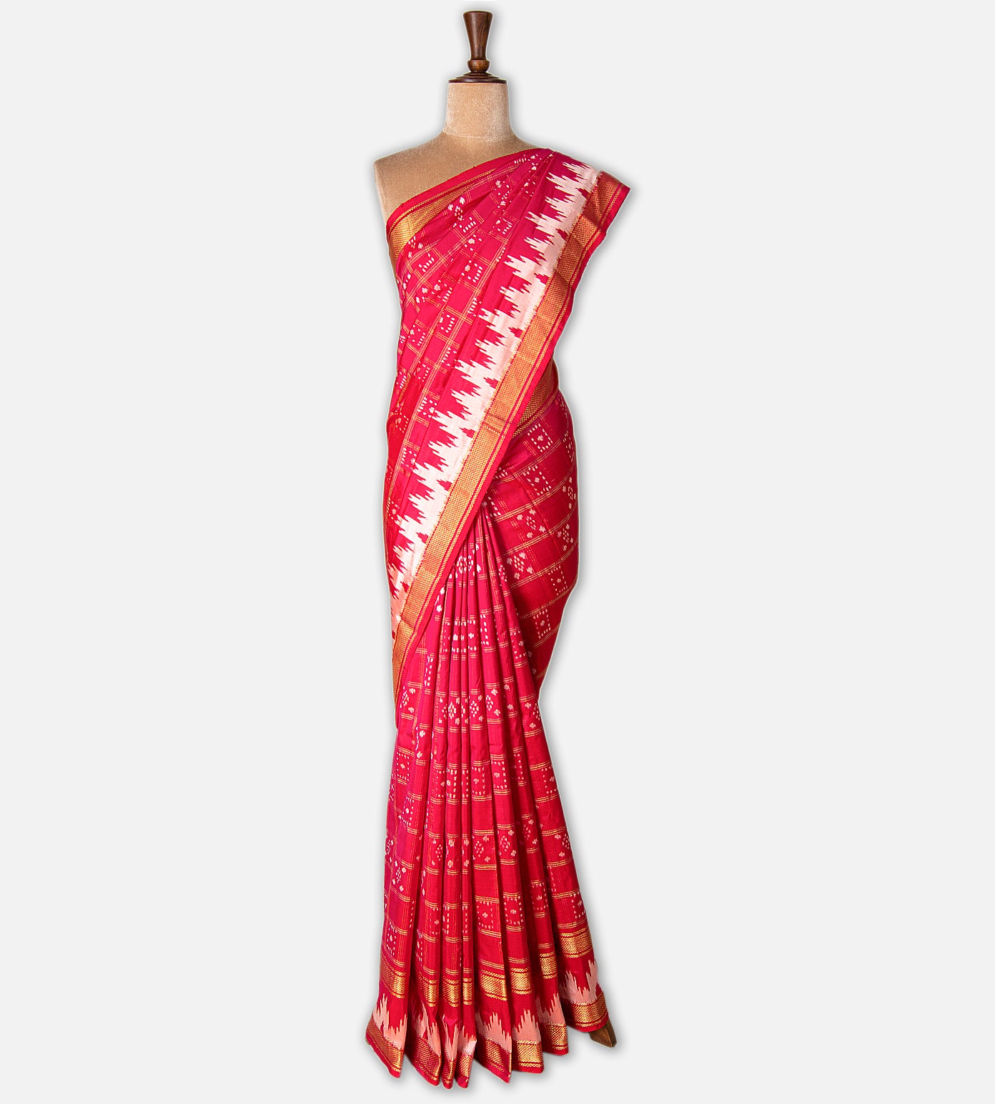Pink Ikkat Silk Saree