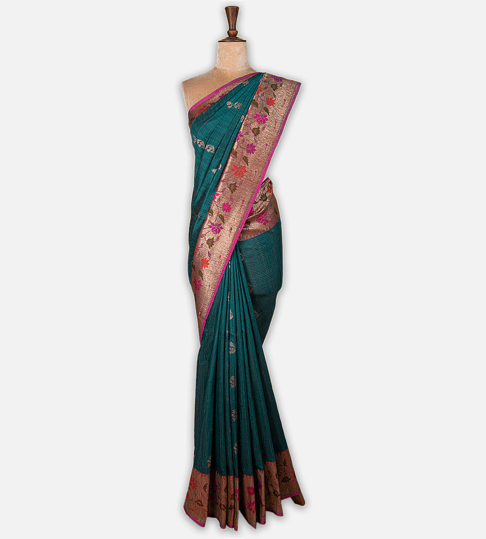 Blue Banarasi Tussar Saree