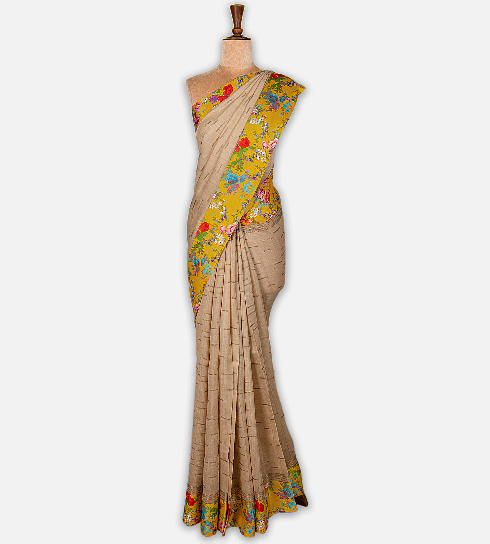 Beige Tussar Saree