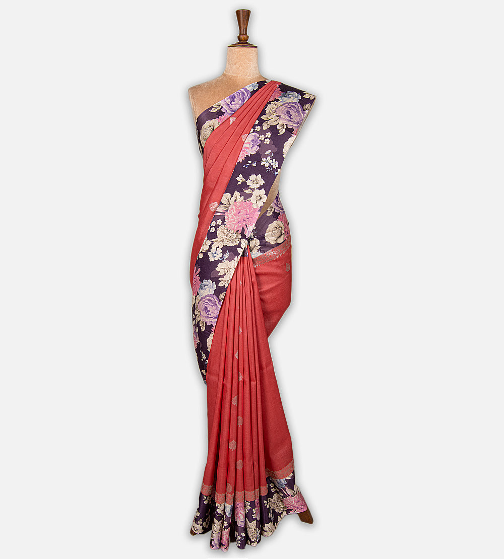 Coral Kattan Silk Saree
