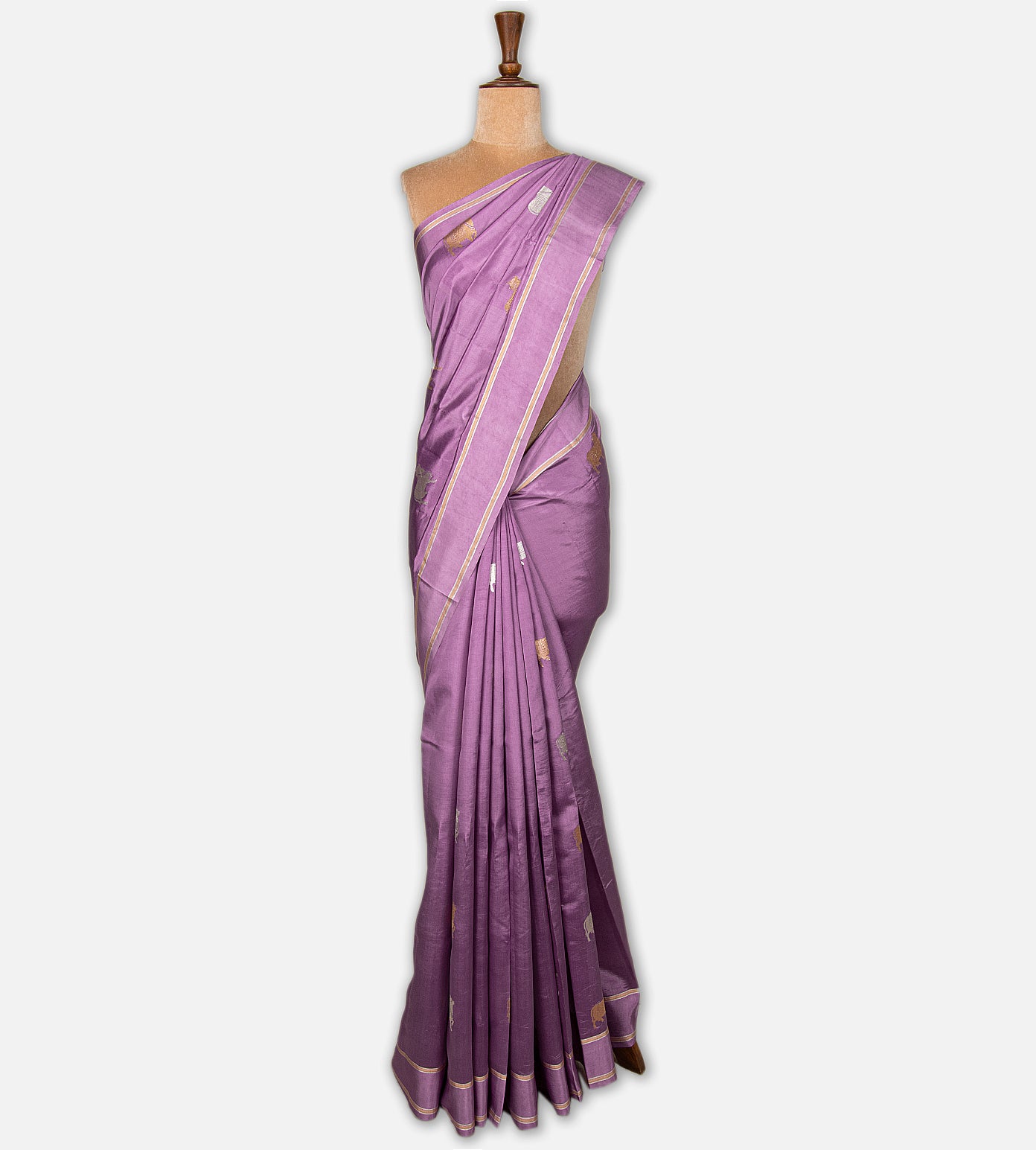 Lavender Banarasi Kattan Silk Saree