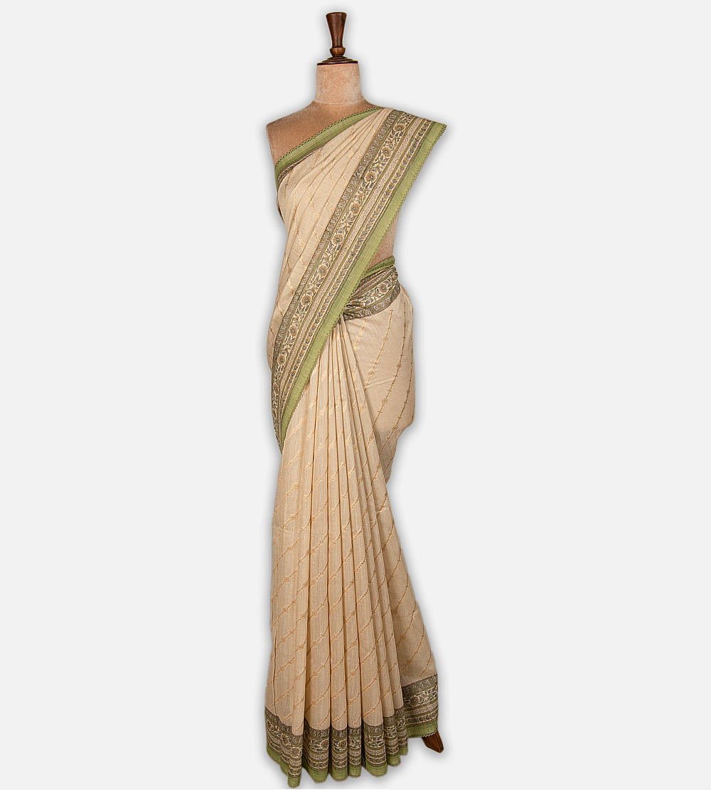 Beige Moonga Tussar Saree