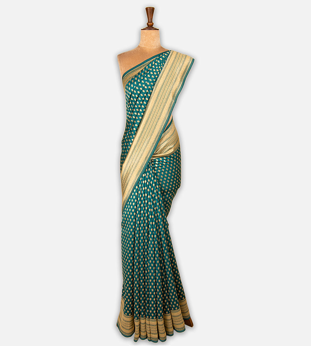 Deep Teal Banarasi Tussar Saree
