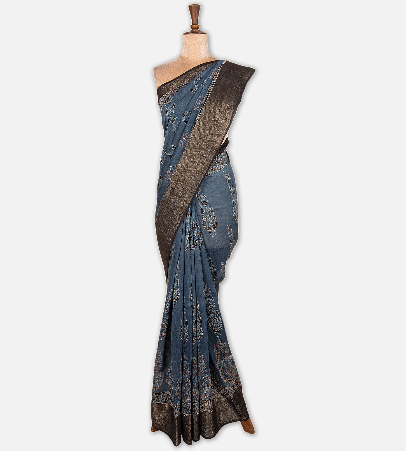 Blue Linen Saree