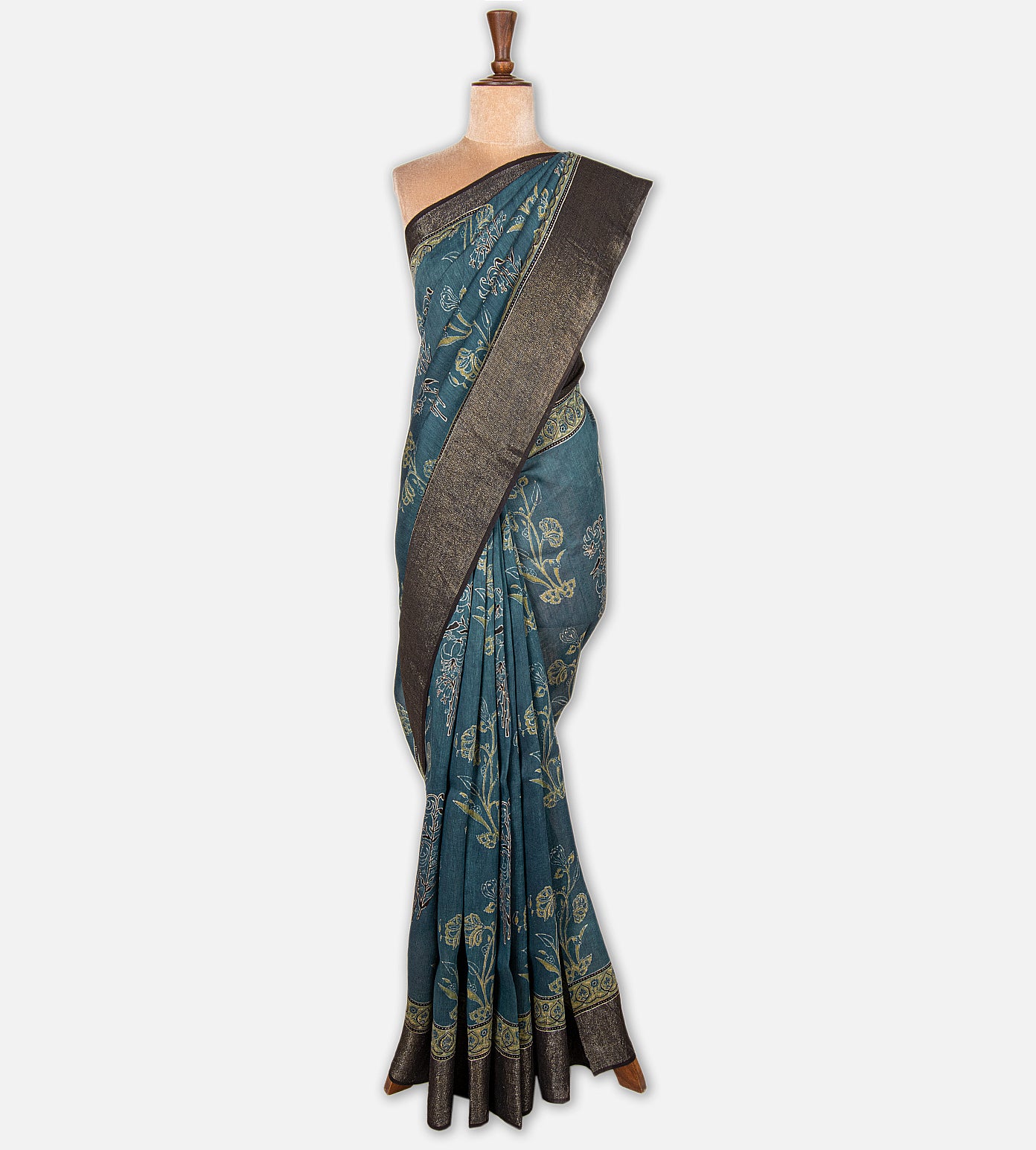 Blue Linen Saree