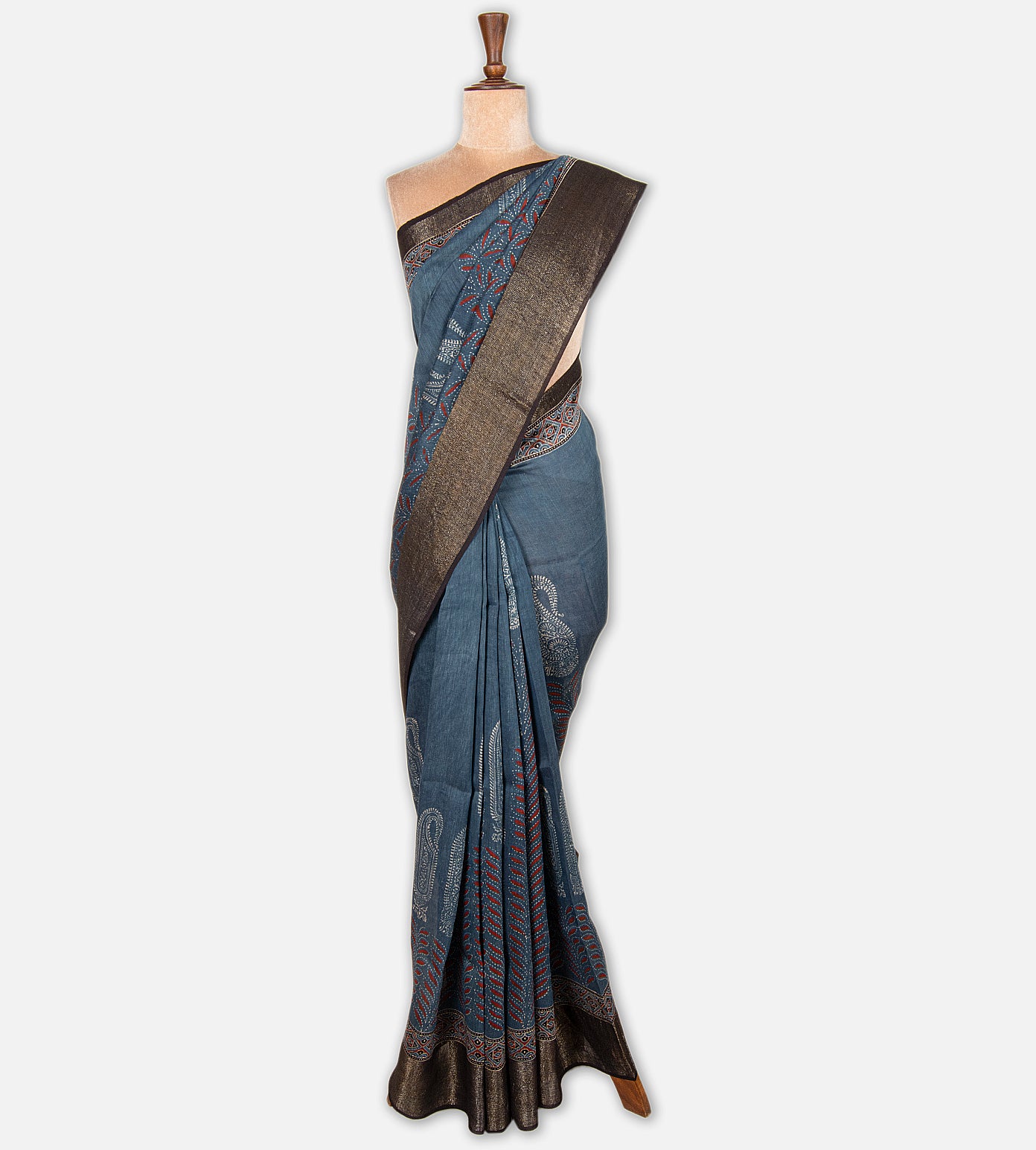 Blue Linen Saree