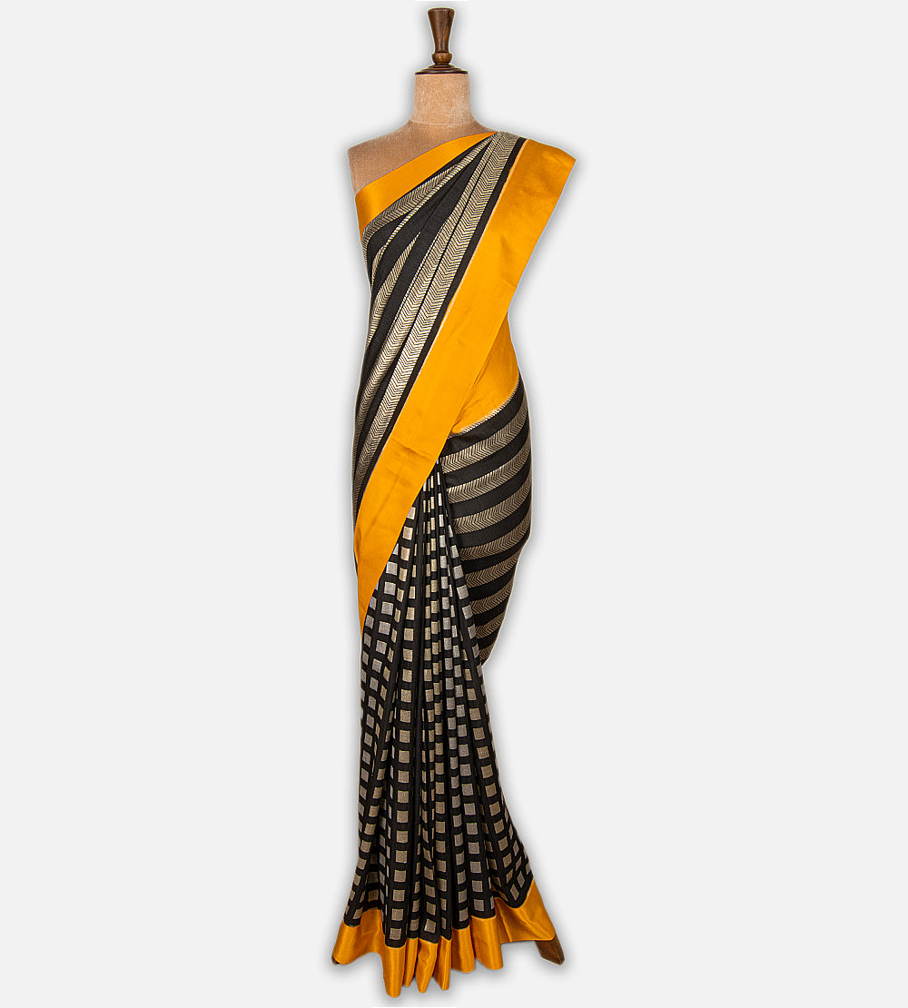 Black Banarasi Tussar Georgette Saree