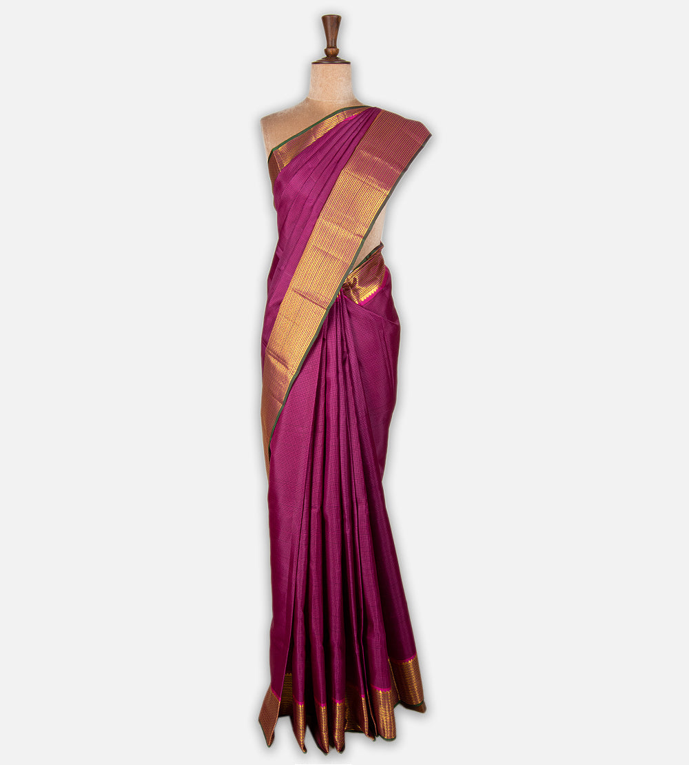 Pink and Black Kanchipuram Silk Saree
