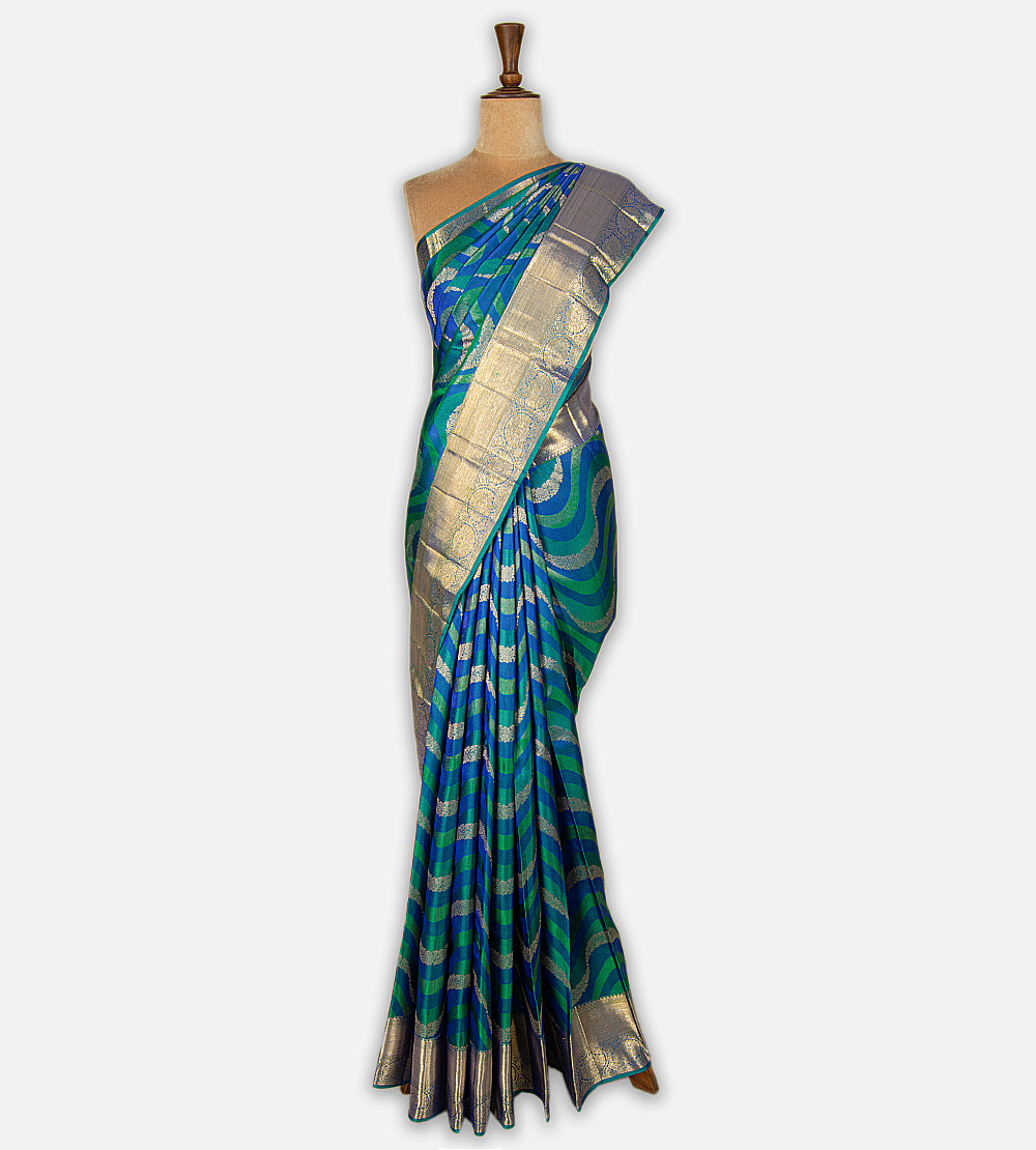 Peacock Blue Kanchipuram Silk Saree
