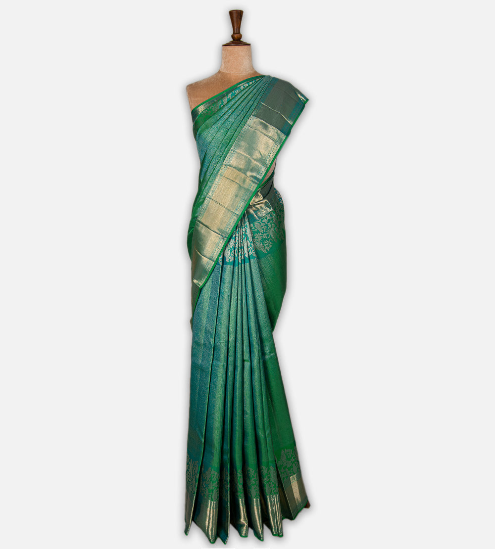 Peacock Blue Kanchipuram Silk Saree
