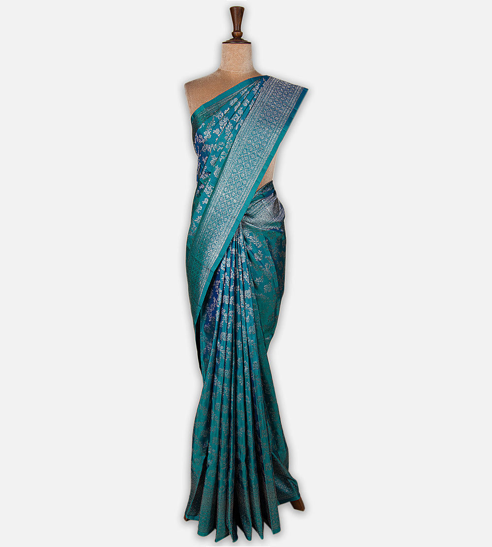 Peacock Blue Kanchipuram Silk Saree