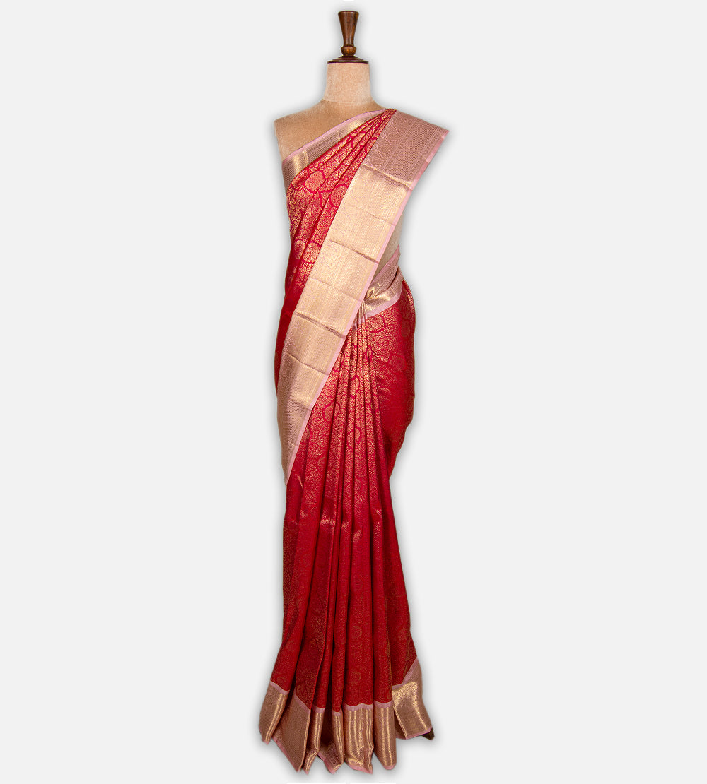 Crimson Red Kanchipuram Silk Saree