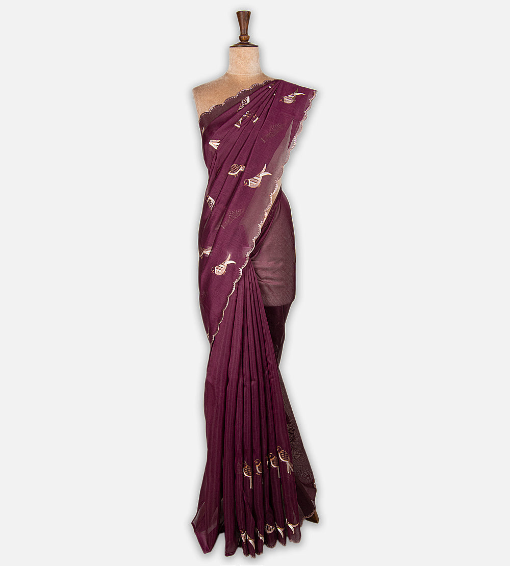 Purple Semi Organza Saree
