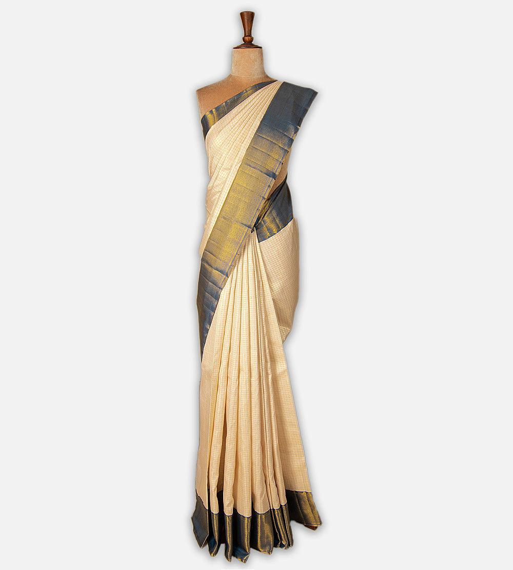 Beige Kanchipuram Silk Saree