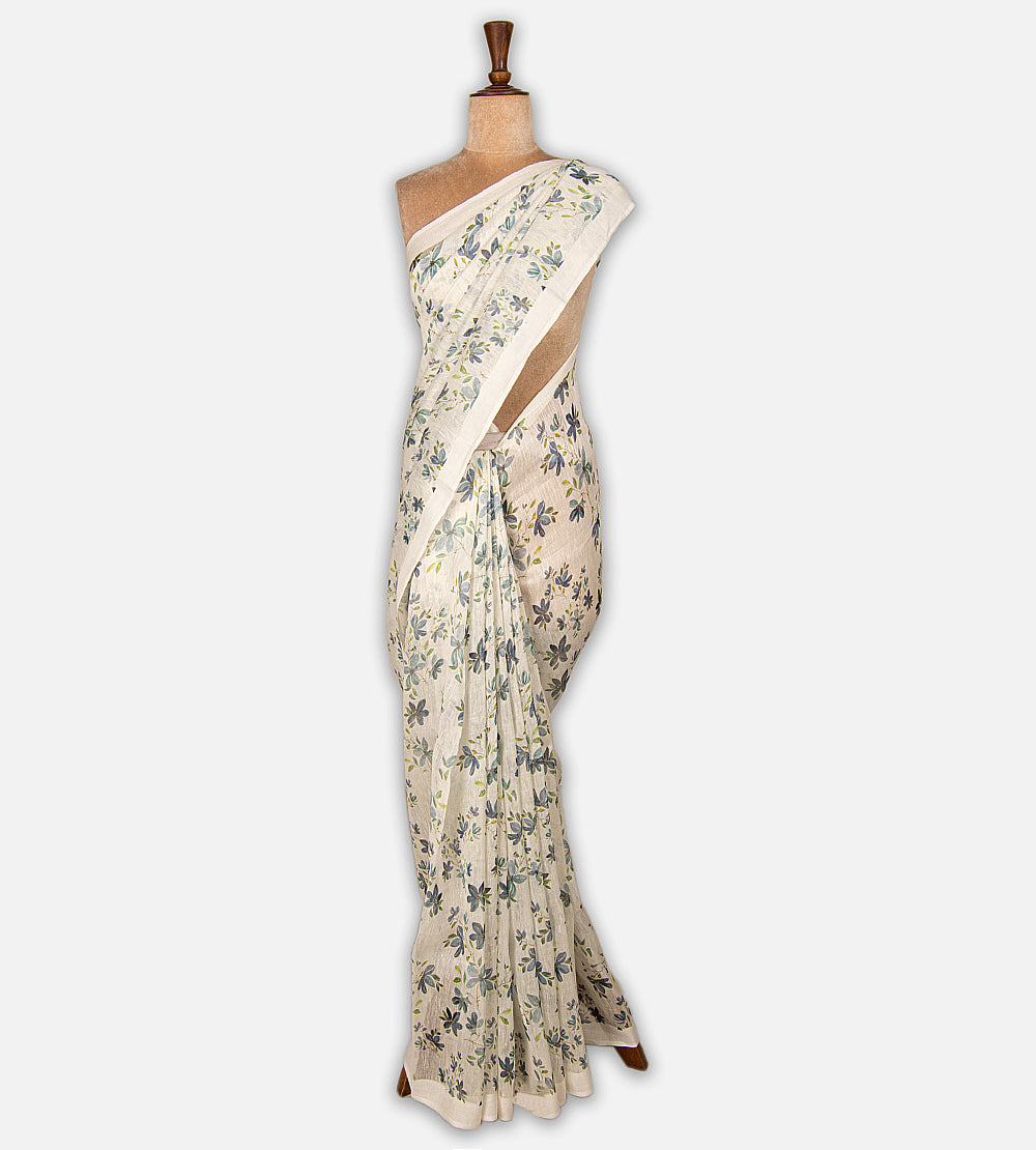 Off-White Linen Saree