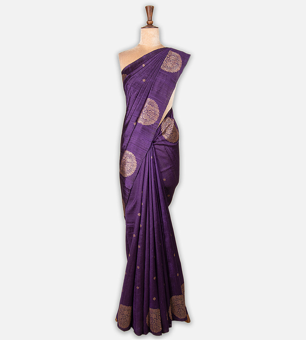 Purple Banarasi Tussar Saree