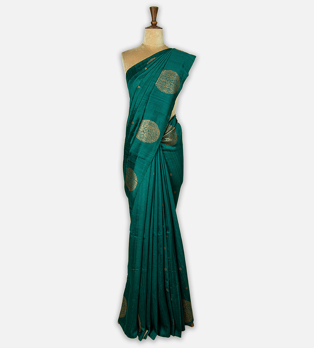 Deep Teal Banarasi Tussar Saree