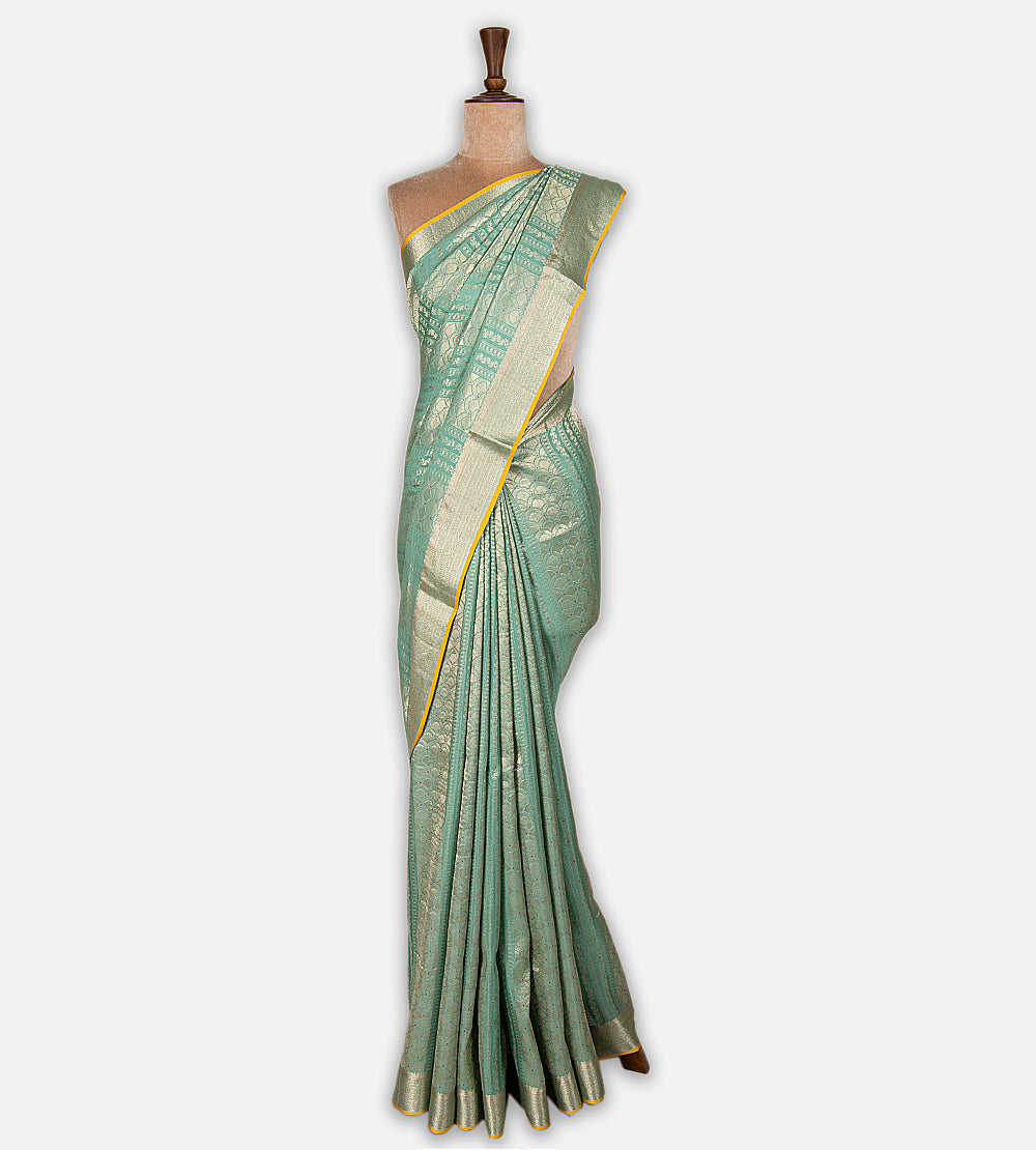 Blue Banarasi Crepe Saree