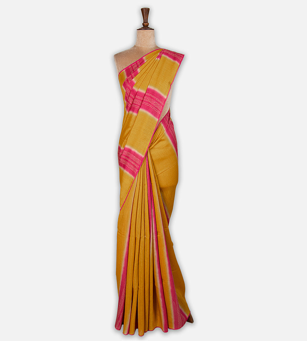 Yellow Moonga Tussar Saree