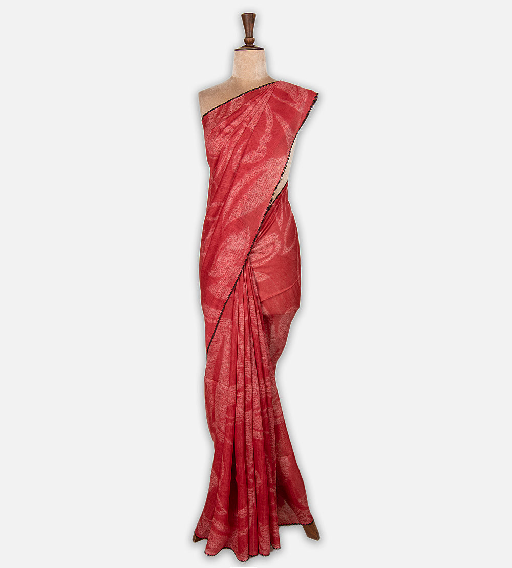 Red Moonga Tussar Saree