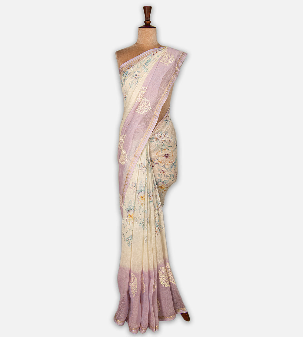 Off-White Linen Saree