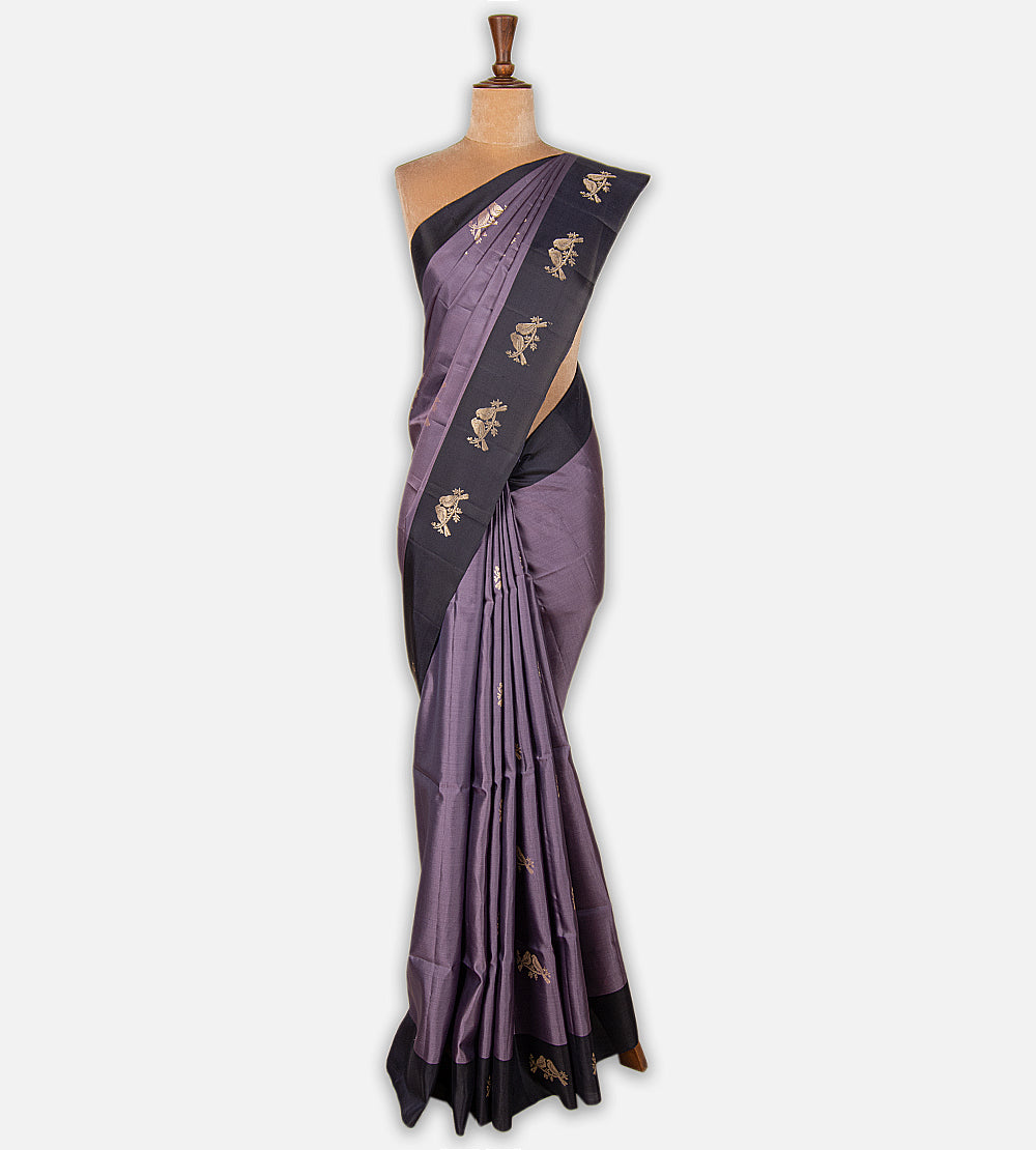 Aubergine Purple Soft Silk Saree