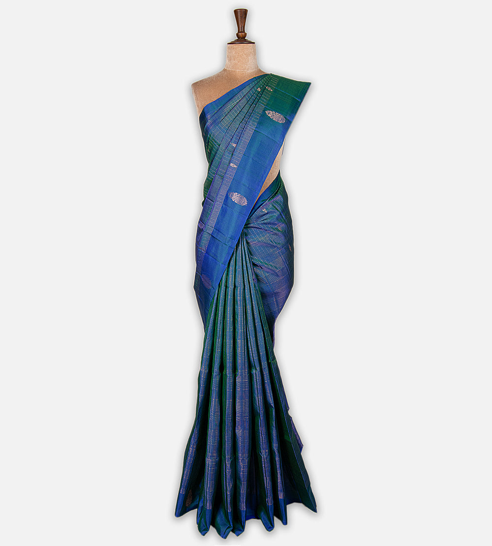 Peacock Blue Soft Silk Saree