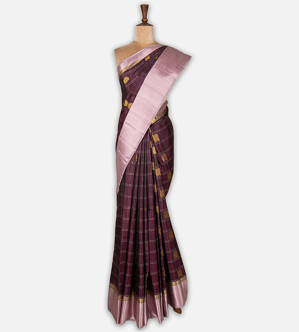 Aubergine Purple Kanchipuram Silk Saree