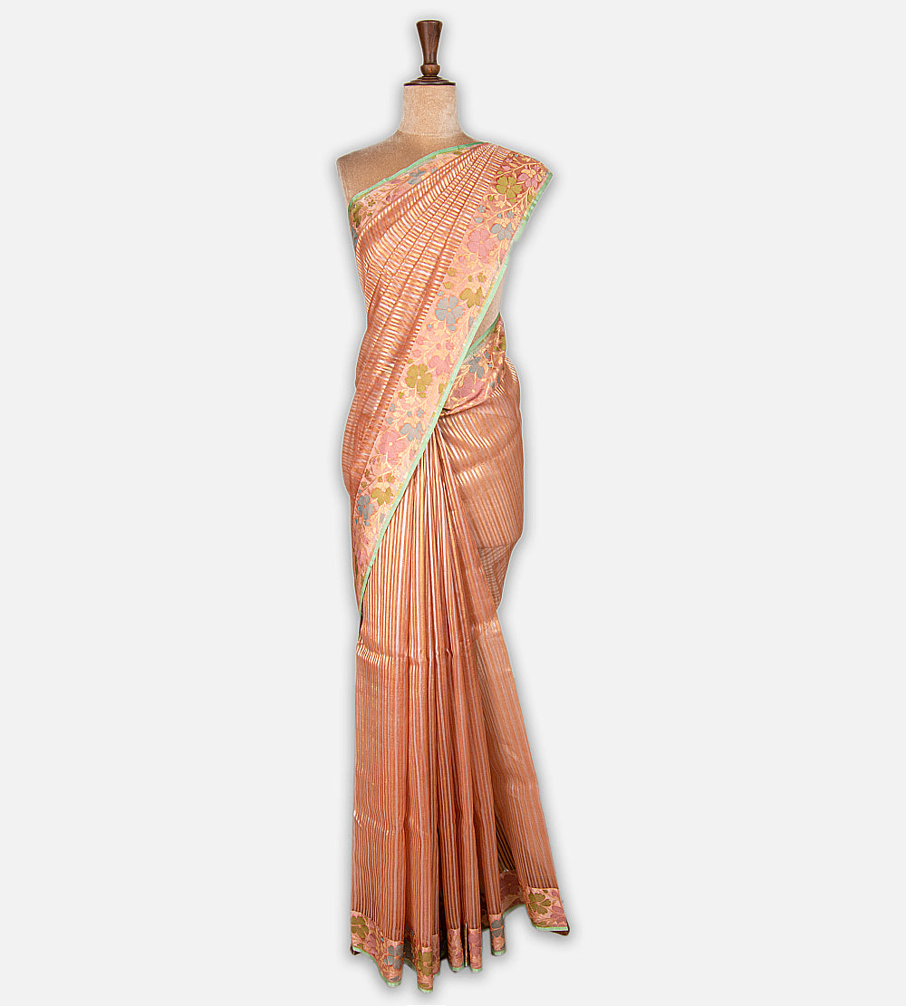 Peach Organza Saree
