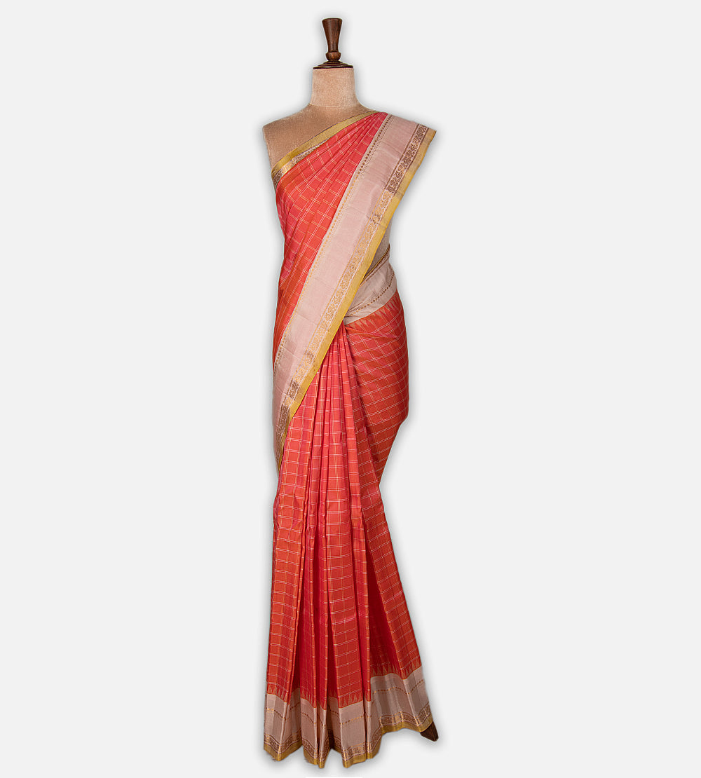 Coral Gadwal Silk Saree