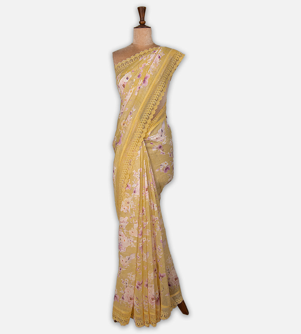 Yellow Linen Saree