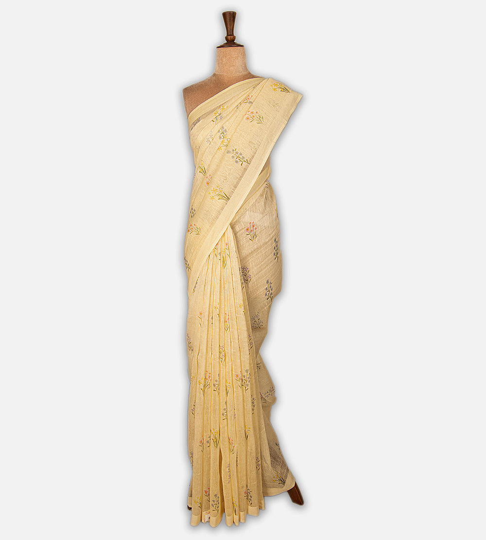 Yellow Linen Saree