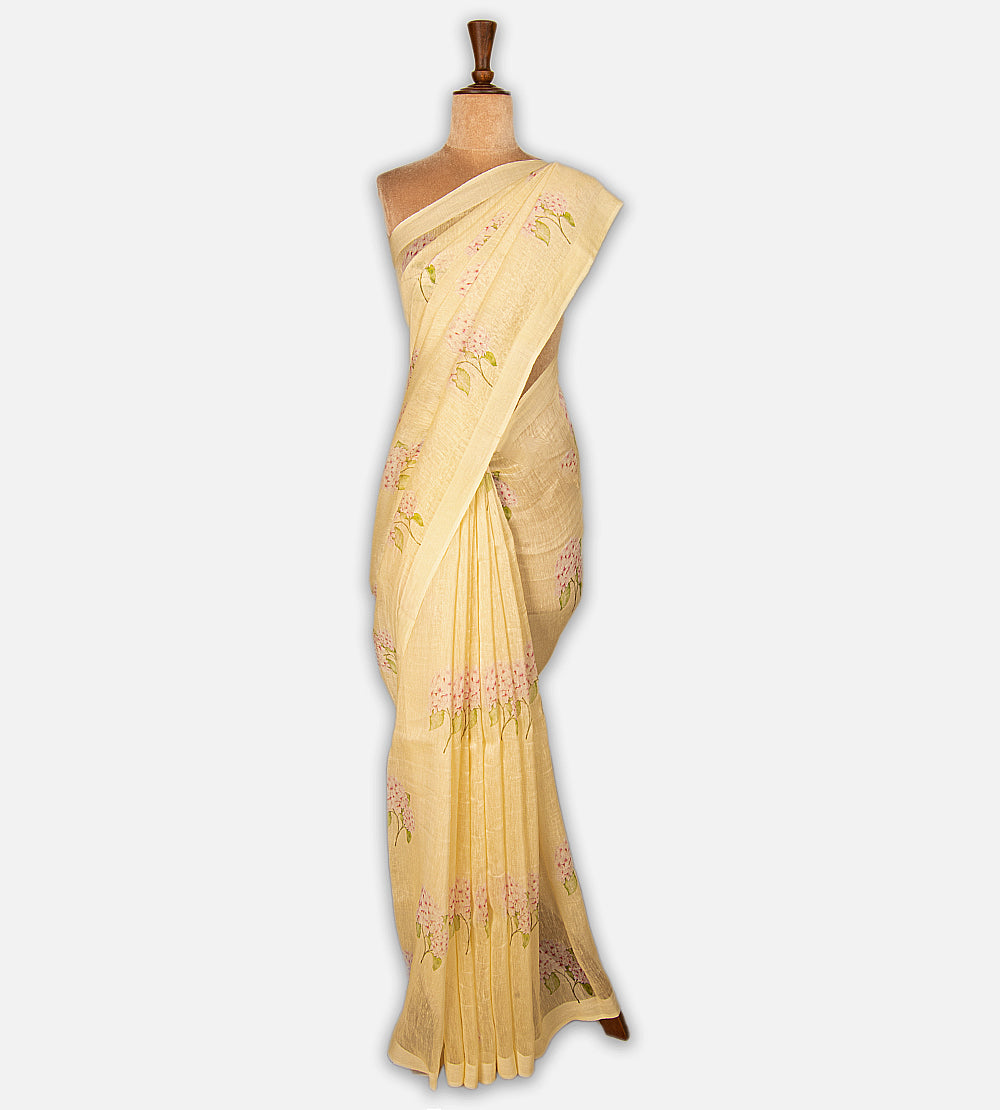 Yellow Linen Saree