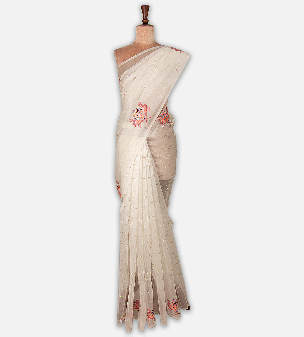 Off-White Organza Saree
