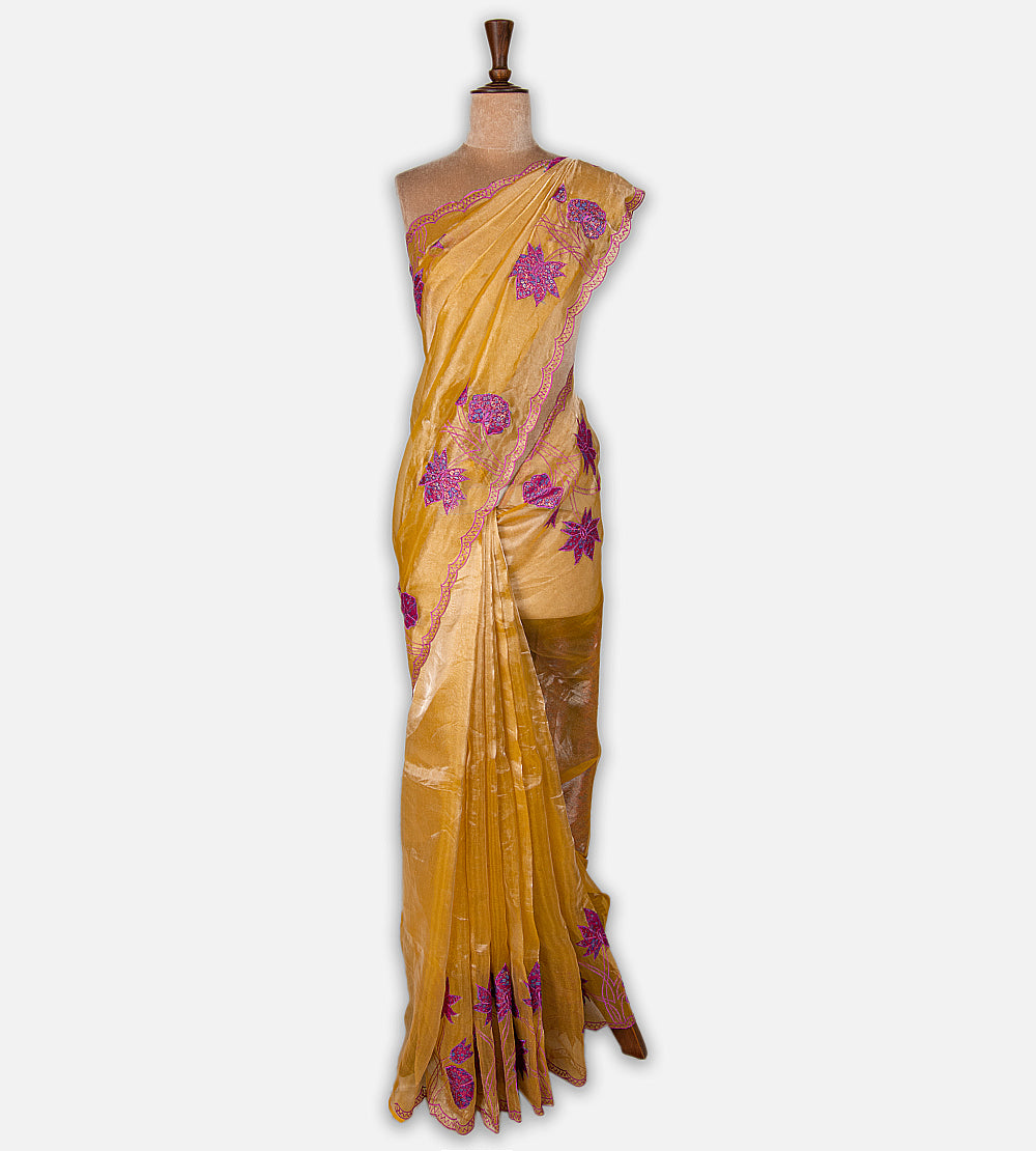 Yellow Tissue Organza Saree