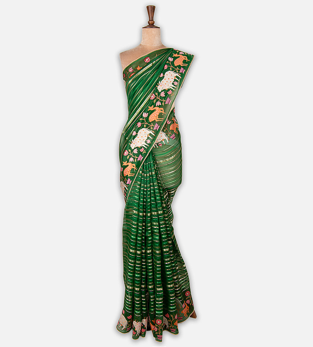 Green Organza Saree