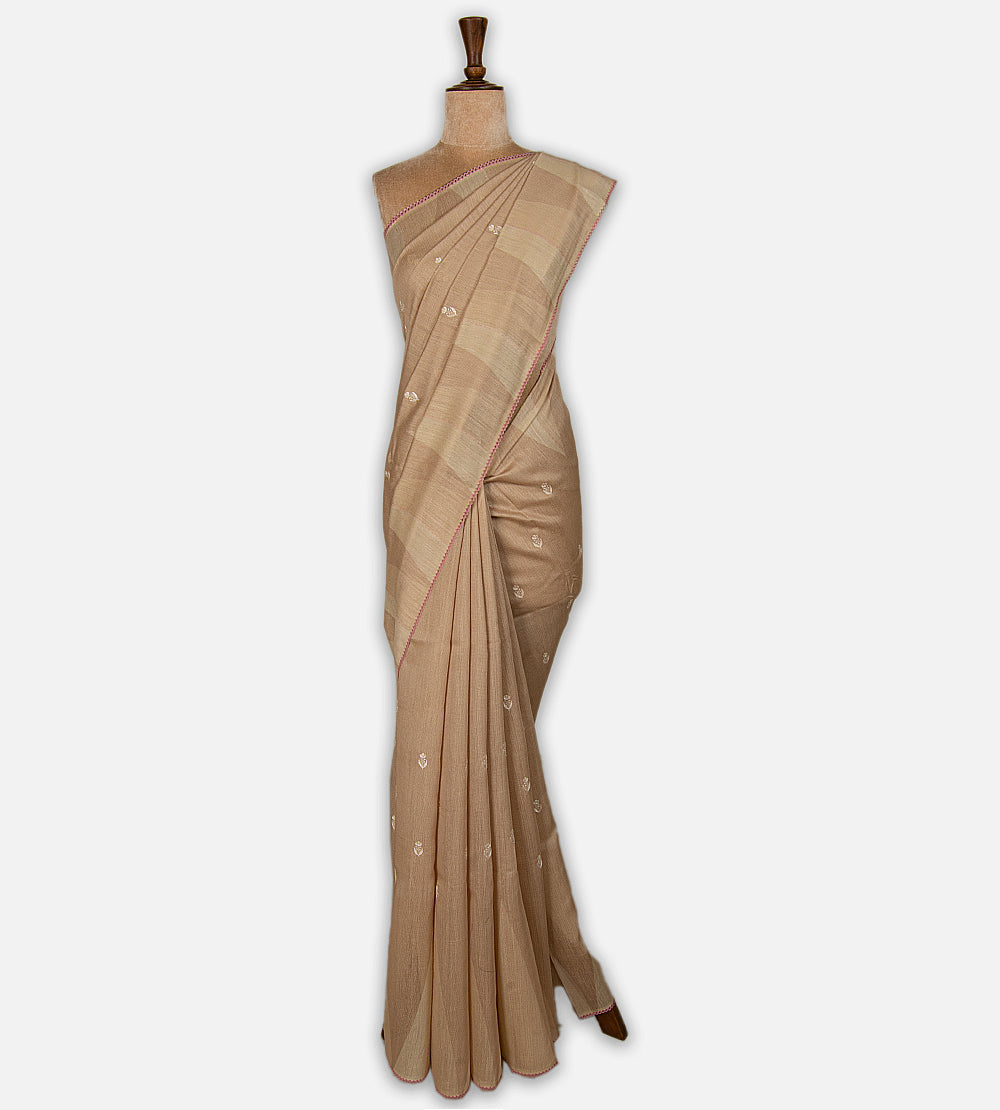 Beige Moonga Tussar Saree