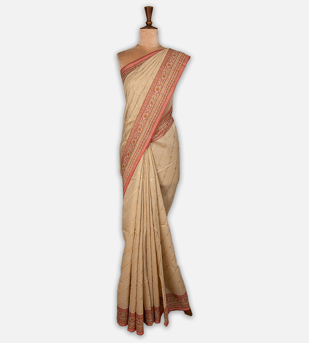 Beige Moonga Tussar Saree