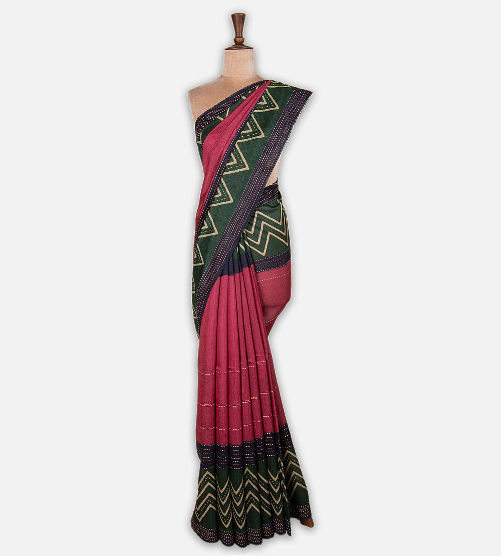 Pink Moonga Tussar Saree