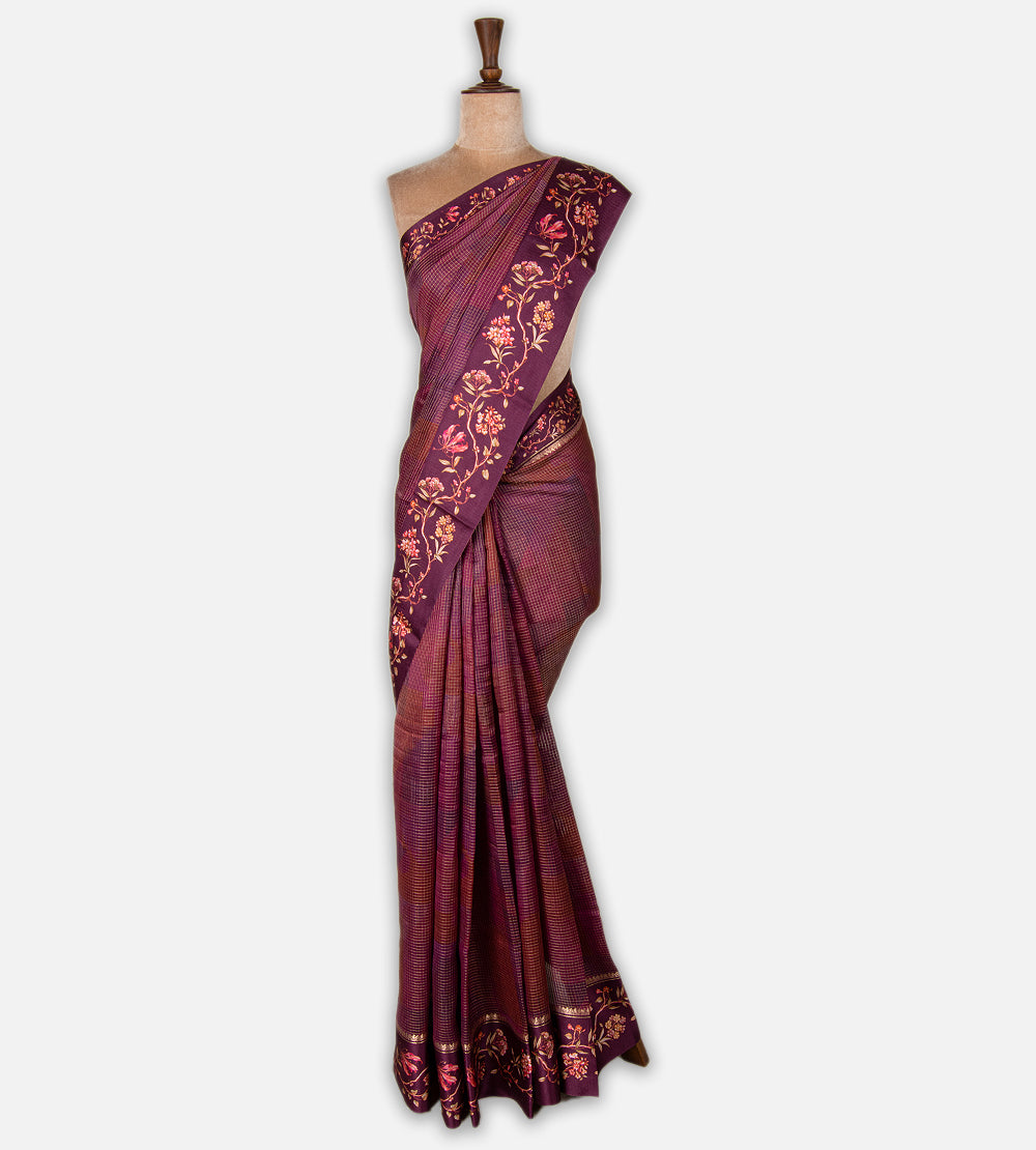 Purple Tussar Kota Saree