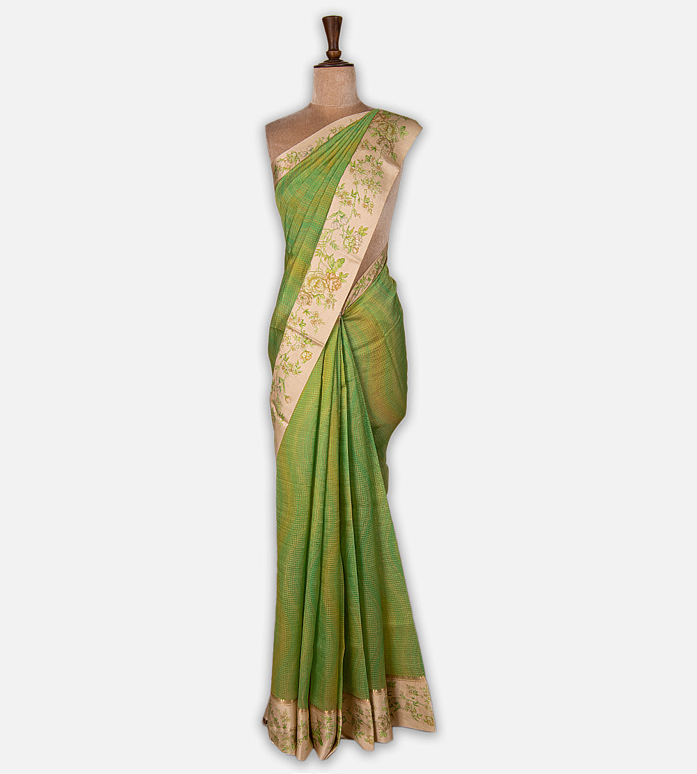 Green Tussar Kota Saree