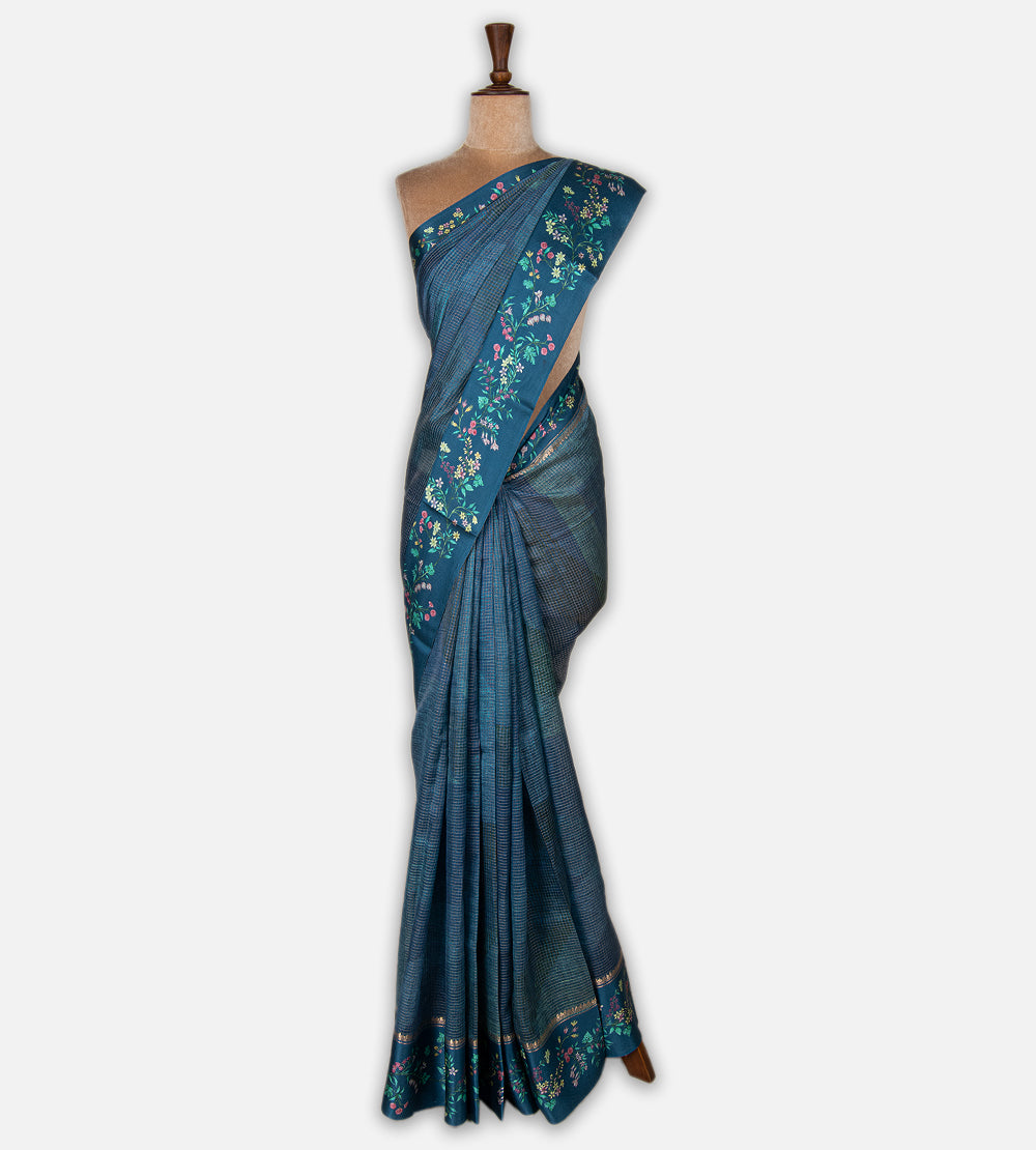 Blue Tussar Kota Saree
