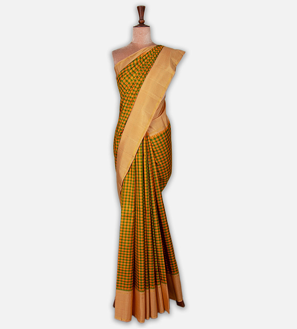 Green and Yellow Kanchipuram Silk Saree